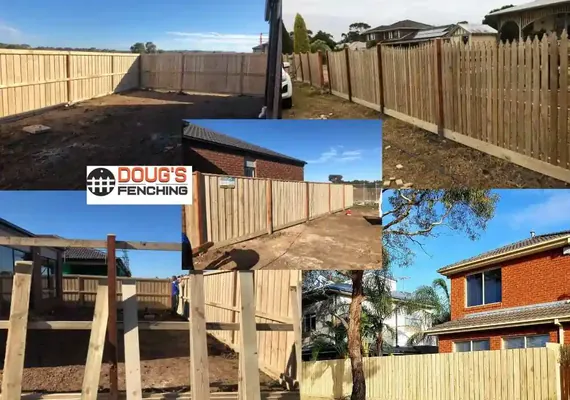 Capped timber paling fence along a residential boundary, Geelong