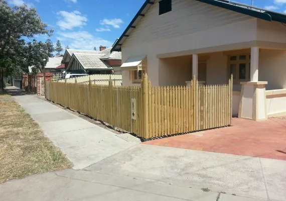 Painted timber picket fence and gate, Geelong